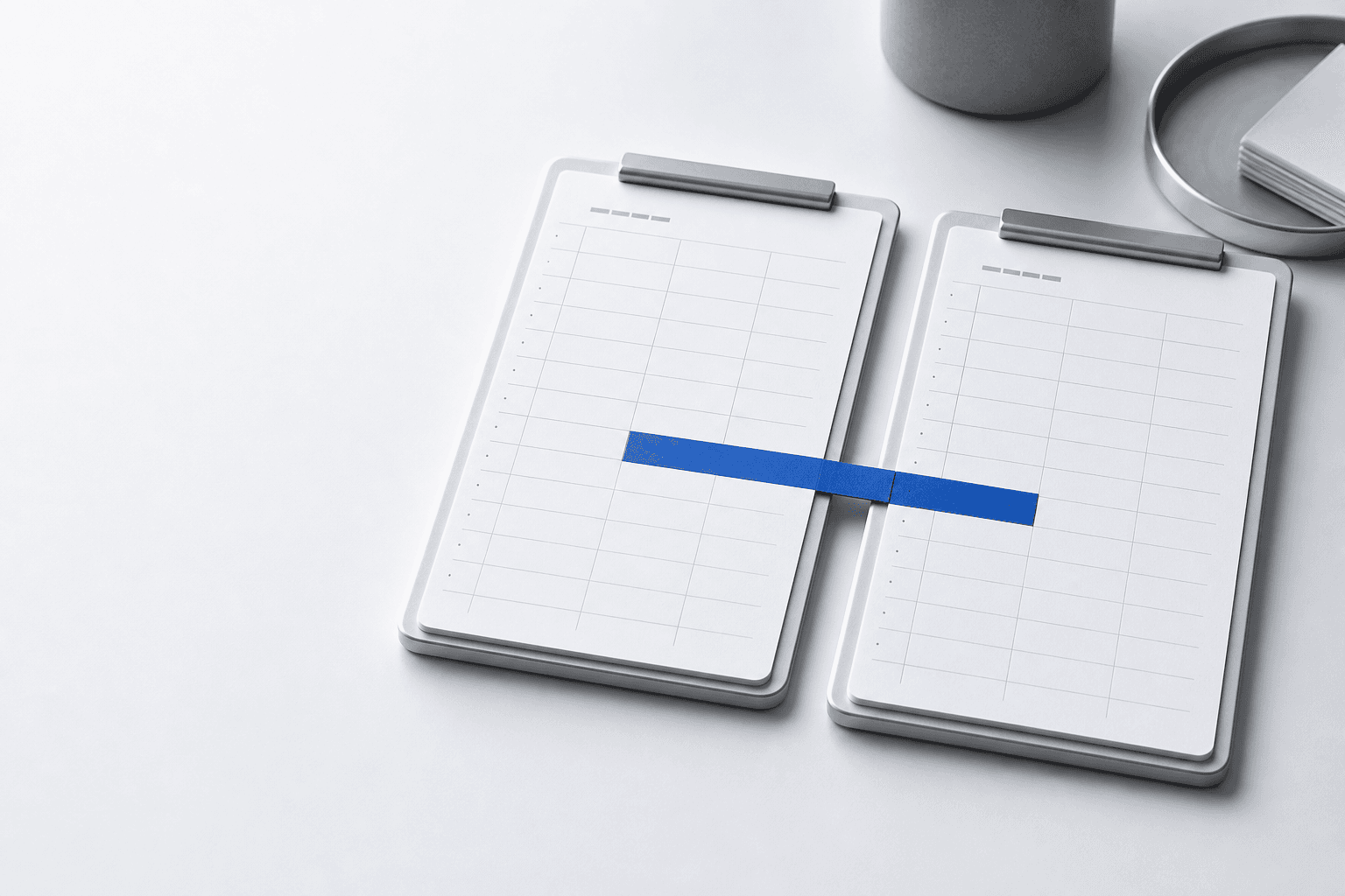 Two calendar surfaces connected by one private time block